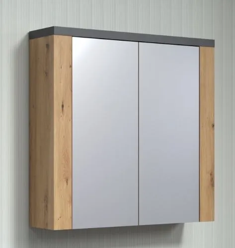 Spiegelschrank Bad Follow | Artisan Eiche / Matera grau ohne LED Aufsatzleuchte