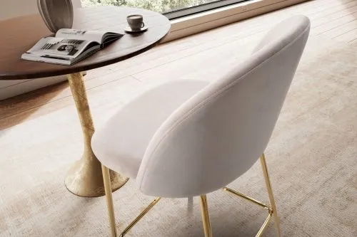 Barhocker 2er Set Diama | mit goldenen Beinen | samt | beige