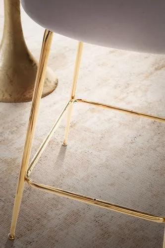 Barhocker 2er Set Diama | mit goldenen Beinen | samt | beige