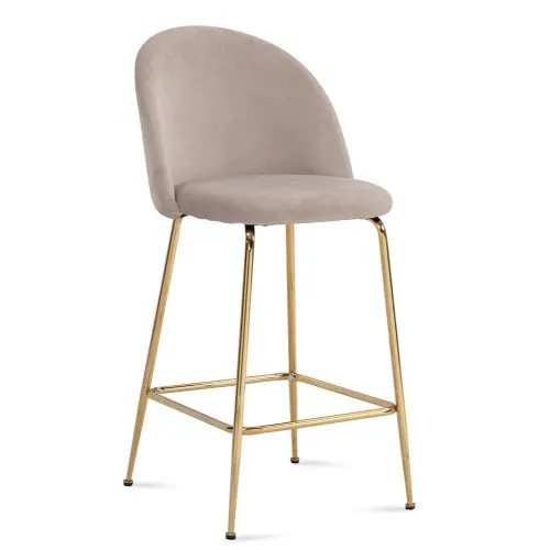 Barhocker 2er Set Diama | mit goldenen Beinen | samt | beige