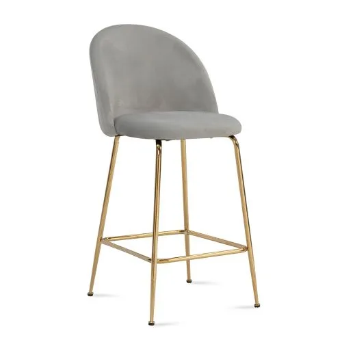 Barhocker 2er Set Diama | mit goldenen Beinen | samt | grau