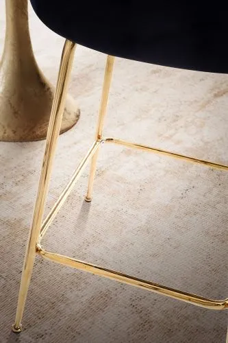 Barhocker 2er Set Diama | mit goldenen Beinen | samt | schwarz