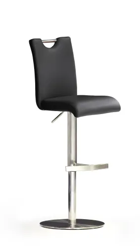 Barstuhl Bardo 1 | Leder | Edelstahl | drehbar | schwarz
