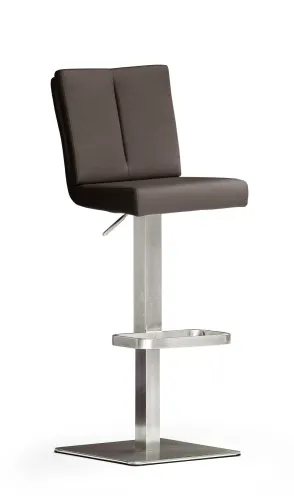 Barstuhl Bruni | Kunstleder | Edelstahl | quadratisch | drehbar | braun