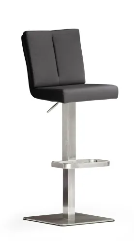 Barstuhl Bruni | Kunstleder | Edelstahl | quadratisch | drehbar | grau