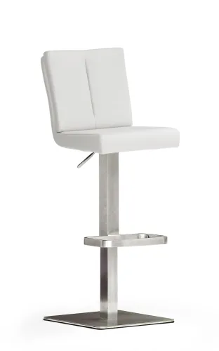 Barstuhl Bruni | Kunstleder | Edelstahl | quadratisch | drehbar | weiß