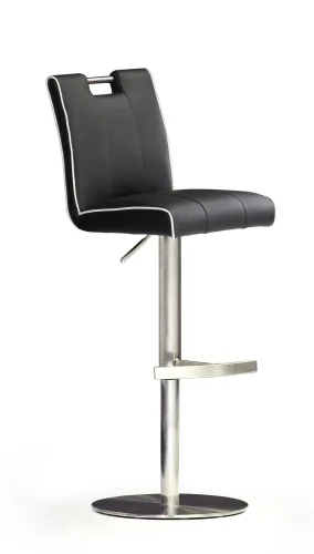 Barstuhl Casta 1 | Leder | Edelstahl | drehbar | schwarz