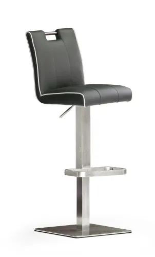 Barstuhl Casta | Kunstleder | Edelstahl | quadratisch | drehbar | grau