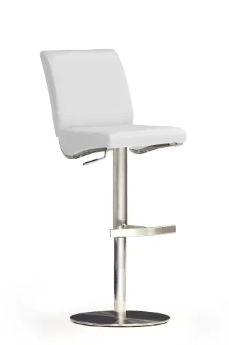 Barstuhl Diaz 1 | Kunstleder | Edelstahl | drehbar | weiß
