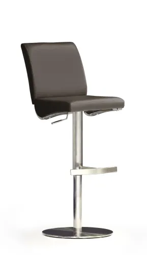 Barstuhl Diaz 1 | Leder | Edelstahl | drehbar | braun