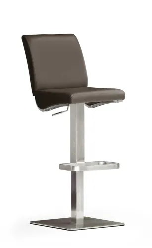 Barstuhl Diaz | Kunstleder | Edelstahl | quadratisch | drehbar | braun