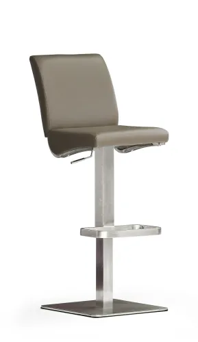 Barstuhl Diaz | Kunstleder | Edelstahl | quadratisch | drehbar | cappuccino