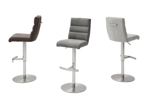 Barstuhl Giulia 1 | Feingewebe Romeo | Edelstahl | drehbar | braun