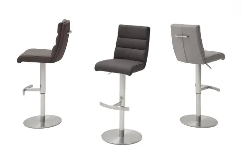 Barstuhl Giulia 1 | Leder | Edelstahl | drehbar | eisgrau