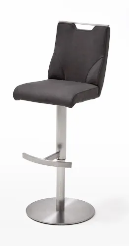 Barstuhl Giulia 2 | Nubuklederoptik Belvedere | Edelstahl | drehbar | anthrazit