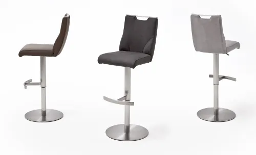 Barstuhl Giulia 2 | Nubuklederoptik Belvedere | Edelstahl | drehbar | anthrazit