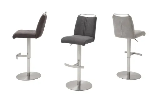Barstuhl Giulia | Feingewebe Romeo | Edelstahl | drehbar | anthrazit