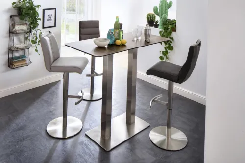 Barstuhl Giulia | Leder | Edelstahl | drehbar | anthrazit