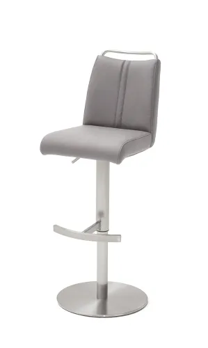 Barstuhl Giulia | Leder | Edelstahl | drehbar | eisgrau