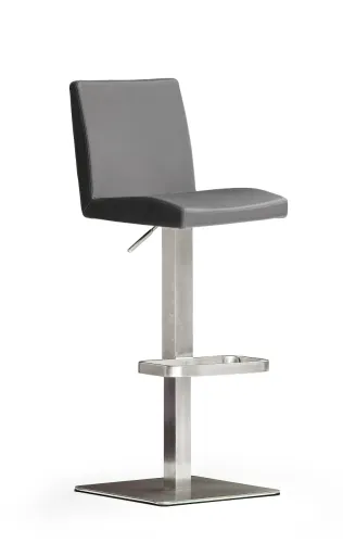 Barstuhl Lopes | Kunstleder | Edelstahl | Quadratrohr | drehbar | grau