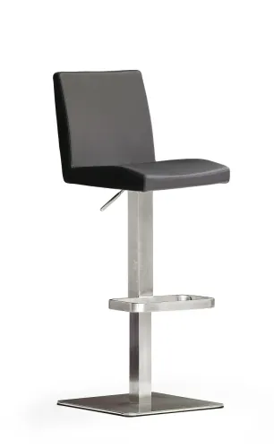 Barstuhl Lopes | Kunstleder | Edelstahl | Quadratrohr | drehbar | schwarz