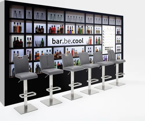 Barstuhl Lopes | Kunstleder | Edelstahl | Quadratrohr | drehbar | schwarz