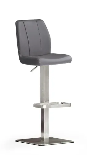 Barstuhl Naomi | Kunstleder | Edelstahl | Quadratrohr | drehbar | grau