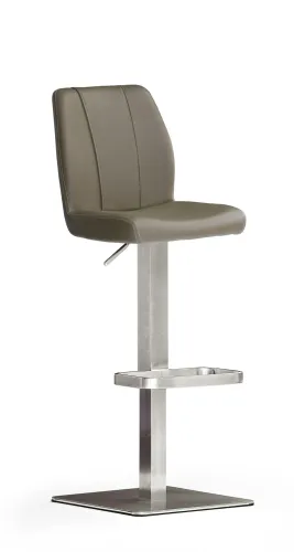 Barstuhl Naomi | Leder | Edelstahl | Quadratrohr | drehbar | cappuccino