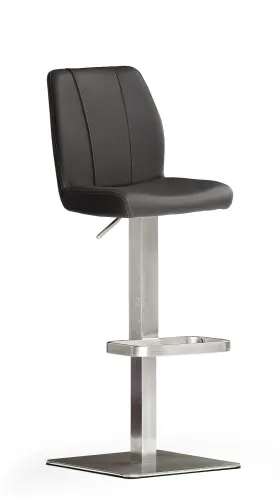 Barstuhl Naomi | Leder | Edelstahl | Quadratrohr | drehbar | schwarz