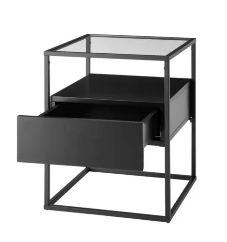 Beistelltisch Evora mit Glasplatte | 43x43 | schwarz