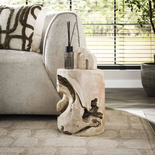 Beistelltisch Kan-Kan | Ø 30 | Teakholz massiv | weiß