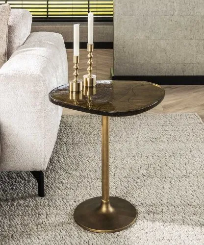 Beistelltisch Mira 2 | Glas | Antikgold