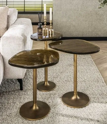 Beistelltisch Mira 2 | Glas | Antikgold