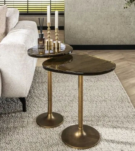 Beistelltisch Mira 2 | Glas | Antikgold