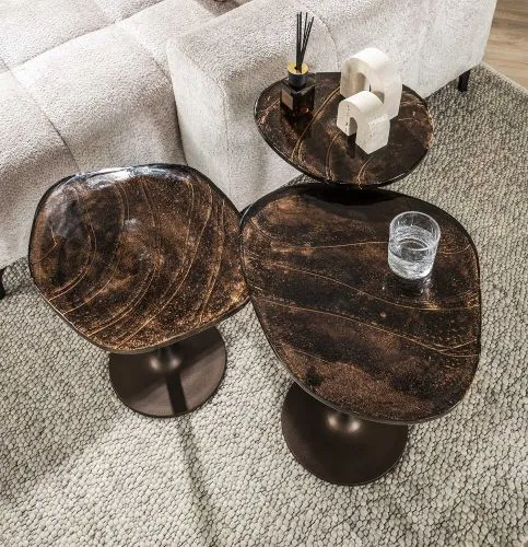 Beistelltisch Mira 3 | Glas | Antikkupfer