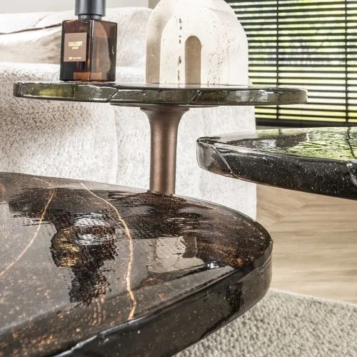 Beistelltisch Mira 3 | Glas | Antikkupfer