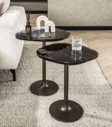 Beistelltisch Mira 3 | Glas | Antikkupfer