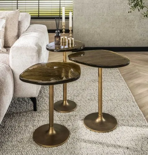 Beistelltisch Mira | Glas | Antikgold