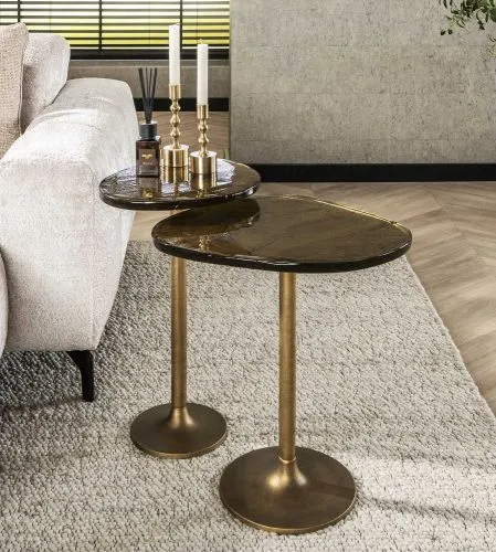 Beistelltisch Mira | Glas | Antikgold