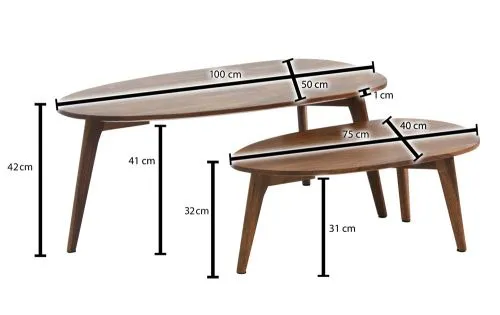Beistelltisch Set Boma 2-teilig | Sheesham Holz massiv | braun
