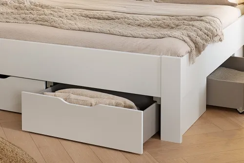 Bett Set Cottage | mit Sockelschubkästen | alpinweiß | 180x200 | mit 2 Nachttische