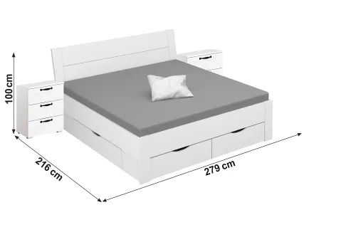 Bett Set Cottage | mit Sockelschubkästen | alpinweiß | 180x200 | mit 2 Nachttische