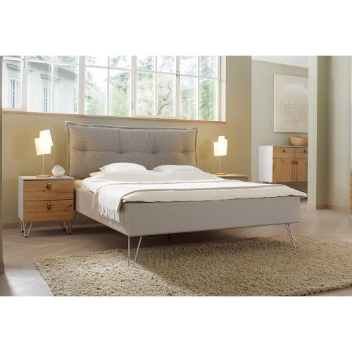 Bett Set Homey | Polsterkopfteil | opt. Nachttische | seidengrau | verschiedene Größen
