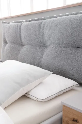 Bett Set Homey | mit Polsterkopfteil | seidengrau | 180x200 | mit 2 Nachttische