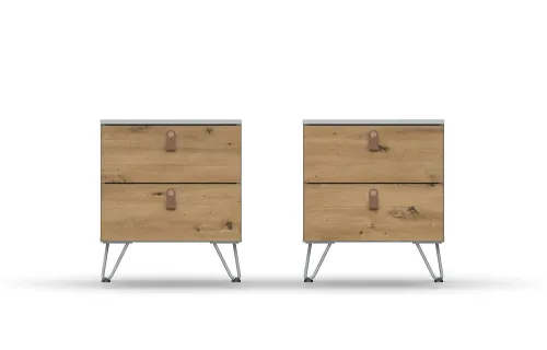 Bett Set Homey | mit Polsterkopfteil | seidengrau | 180x200 | mit 2 Nachttische