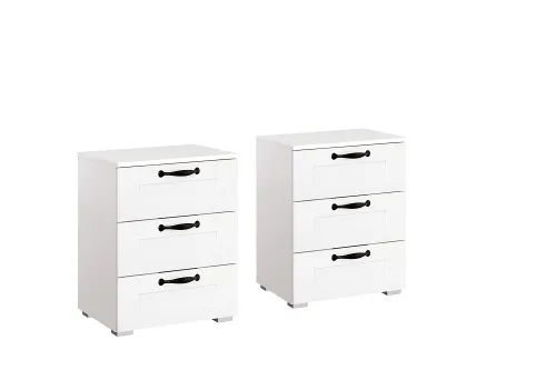 Bett Set Set Cottage | mit Sockelschubkästen | alpinweiß | 160x200 | mit 2 Nachttische