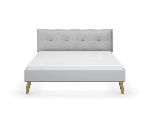 Bett Set Skandi | mit Polsterkopfteil | seidengrau | 160x200 | mit 2 Nachttische