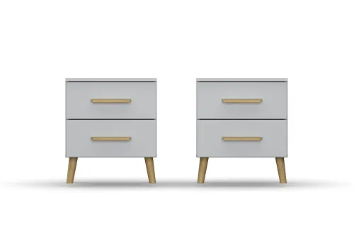 Bett Set Skandi | mit Polsterkopfteil | seidengrau | 160x200 | mit 2 Nachttische