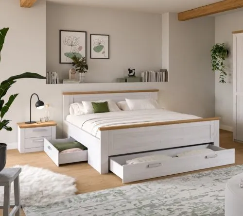 Bettanlage Verona 3 | mit Nachttisch & Bettauszügen | Artisan / Sibiu Lärche