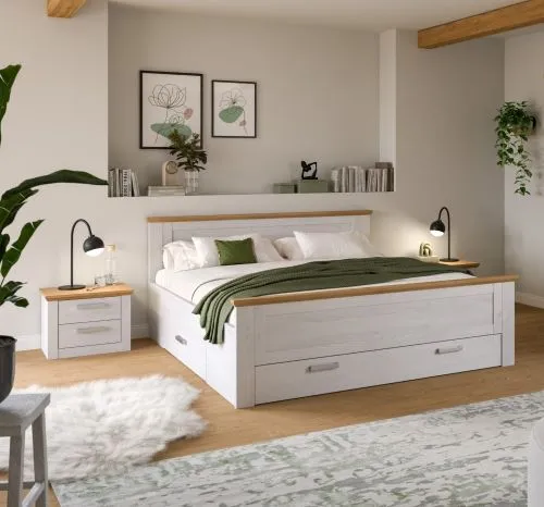 Bettanlage Verona 4 | mit Nachttisch & Bettauszügen | Artisan / Sibiu Lärche